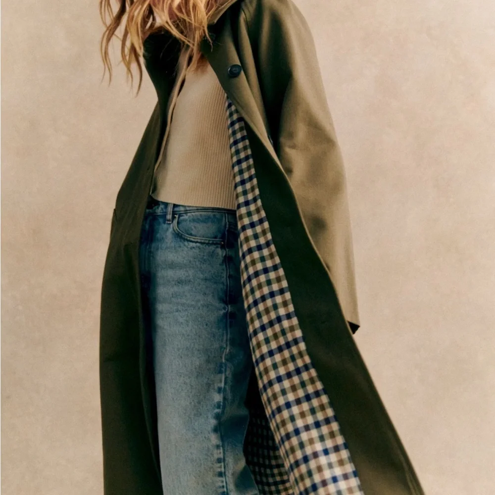 Sezane Clyde Coat Dark Khaki - Size 4 - Picture 9 of 10